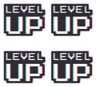 Pegatinas laminadas de 150 mm, 4 unidades, XXL Level Up Gamer, pegatinas laminadas para habitaciones de juegos y puertas
