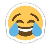 Pegatinas laminadas de 300 mm, 1 unidad - emoji sonriente cara sonriente con lágrimas de alegría, extremadamente resistente XXL Smiley