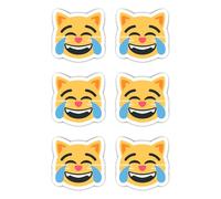 Pegatinas laminadas de 50 mm, 6 unidades, diseño de gato emoji, lágrimas riendo, resistente a la intemperie