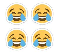 Pegatinas laminadas de 75 mm, 4 unidades, diseño de emoji sonriente con lágrimas de alegría, pegatinas resistentes