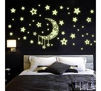 Pegatinas luminosas de la casa de las estrellas de la luna, 1 juego de pegatinas fluorescentes para decorar la habitación de los niños, sala de estar, dormitorio, pasillo, techo, decoración de pared,