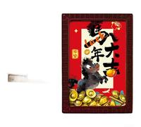 Pegatinas magnéticas de madera para nevera que resaltan las tradiciones del Año Nuevo chino a través de la iconografía de Dios de la suerte y la moneda (01