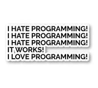 Pegatinas "Me encanta programar" para geeks - Pegatinas para portátiles - Vinilo adhesivo de 5 cm - Pegatinas de vinilo para portátiles, teléfonos