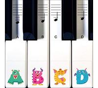 Pegatinas Monster Piano de Crosby para aprender a tocar el piano o el teclado: juego de 88, 76, 61 y 49 teclas extraíbles transparentes