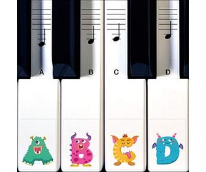 Pegatinas Monster Piano de Crosby para aprender a tocar el piano o el teclado: juego de 88, 76, 61 y 49 teclas extraíbles transparentes
