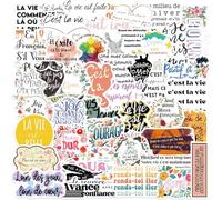 Pegatinas motivacionales francesas, 50 unidades, diseño de frases inspiradoras en francés, pegatinas de vinilo impermeables para botellas, libros, ordenadores portátiles, bicicletas, maletas, tazas