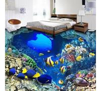 Pegatinas murales 3D autoadhesivas para baldosas de suelo, mundo submarino, peces, murales decorativos para dormitorios y baños