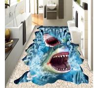 Pegatinas murales 3D autoadhesivas para baldosas de suelo, paisajes marinos creativos, tiburones, palomas, dormitorios, murales decorativos para baños