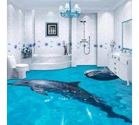 Pegatinas murales 3D autoadhesivas para baldosas, delfines, mundo submarino, decoración artística para dormitorios y baños