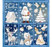 Pegatinas Navidad para Ventanas, Pegatina Ventana Navideño Grandes Colores Copo de Nieve Vinilos Adornos Reutilizables Decoracion para Escaparates Cristal Puertas Hogar, Groß Winter Deko Tür Fenster