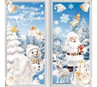 Pegatinas Navidad Ventanas Cristal, 9 Hojas Pegatinas Ventana Navidad Vinilos Alce Papá Noel Copos de Nieve Adornos Navidad Casa Interior, Pegatinas Navideñas para Cristales Puerta Decoracion Navidad