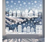 Pegatinas Navidad Ventanas Cristal, 9 Hojas Vinilos Navidad Reutilizable PVC, Doble Caras Pegatinas para Ventanas Electrostáticas, Decoración Navideña Adornos para Escaparates
