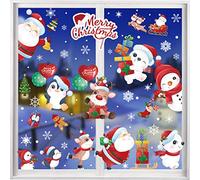 Pegatinas Navidad Ventanas Cristal, 9 Hojas Vinilos Navidad Reutilizable PVC, Doble Caras Pegatinas para Ventanas Electrostáticas, Decoración Navideña Adornos para Escaparates
