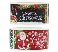 Pegatinas Navideñas Autoadhesivas 2 Rollos para Sellar Cajas