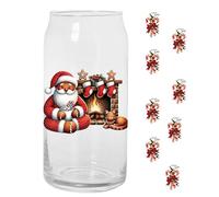 Pegatinas navideñas de Navidad para - Pegatinas decorativas para gafas de Navidad de 9.06 pulgadas | Linda pegatina temática navideña para vasos de vidrio Vasos impermeables de navideños