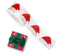 Pegatinas navideñas en rollo - 500 pegatinas autoadhesivas con forma de gorro de Papá Noel, 3 cm, etiquetas de regalo, perfectas para bolsas, dulces, invitaciones, tarjetas de felicitación, diario y