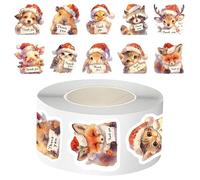 Pegatinas Navideñas En Rollo | Adhesivos de Animales con Agradecimiento para Decoración - 500 Adhesivos para Sellos de Sobres,Para Fiesta Familiar Amantes del DIY Niños Adultos Oficina Hogar Tarjetas