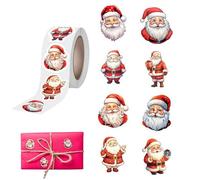 Pegatinas navideñas en rollo - Diseño creativo de Navidad | Paquete de pegatinas navideñas festivas de dibujos animados Santa Claus, envoltura decorativa de regalo colección de pegatinas de sello para