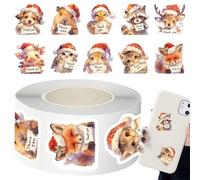 Pegatinas Navideñas En Rollo,Pegatinas De Animales Para Agradecer En Navidad | 500 Piezas de Adhesivos para Regalos,Para Fiesta Familiar Amantes del DIY Niños Adultos Oficina Hogar Tarjetas