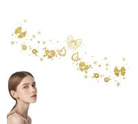 Pegatinas navideñas para caras - Pegatinas temporales con purpurina, pegatinas impermeables para maquillaje de ojos | Pegatinas doradas para looks creativos, ideales para fiestas navideñas, fiestas, f