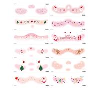 Pegatinas navideñas para rostros, parches de maquillaje | Lindas 12 pegatinas para la cara de vacaciones, preferencia de vacaciones, accesorios de arte, decoraciones, accesorios, corazón de amor, copo