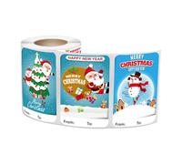 Pegatinas navideñas, pegatinas de etiquetas navideñas, pegatinas con nombre de Navidad, dibujos animados, 250 unidades, lindos rollos de pegatinas autoadhesivas, Papá Noel, alce, para festli