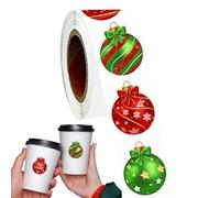 Pegatinas navideñas - Rollo de pegatinas navideñas, adhesivo Feliz Navidad, 500 piezas de decoración navideña, adhesivo navideño con bola de decoración navideña para álbum de recortes papelería