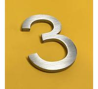 Pegatinas números casa autoadhesivas 2,4 pulgadas, número puerta metal moderno en acero inoxidable 6 cm, señal dirección para buzón, decoración pared, apartamento, café, oficina, jardín(3)