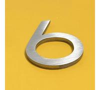 Pegatinas números casa autoadhesivas 2,4 pulgadas, número puerta metal moderno en acero inoxidable 6 cm, señal dirección para buzón, decoración pared, apartamento, café, oficina, jardín(6)