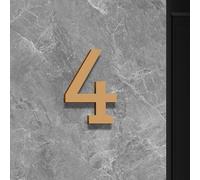 Pegatinas Números Casa Autoadhesivos 2/3/4 Pulgadas, Número Puerta Moderno Acrílico, Oro/Plata/Negro, Señal Dirección para Buzón, para Habitación, Apartamento, Decoración Pared, Hotel(Gold 4,3In)