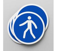 Pegatinas Obligación Acceso Peatones 5 ud de 14cm Adhesivo Señalización Laboral Industrial Epis (14 cm, ACCESO PEATONES)