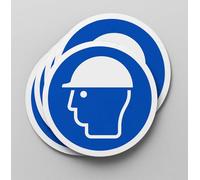 Pegatinas Obligación Casco 5 ud de 14cm Adhesivo Señalización Laboral Industrial Epis (14 cm, CASCO)