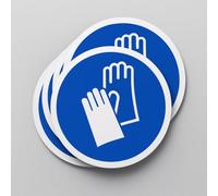 Pegatinas Obligación Guantes Aislantes 5 ud de 14cm Adhesivo Señalización Laboral Industrial Epis (14 cm, GUANTES)