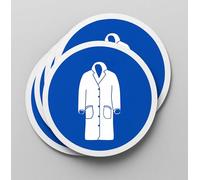 Pegatinas Obligación Usar Bata 5 ud de 14 cm Adhesivo Señalización Laboral Industrial Epis (14 cm, BATA)