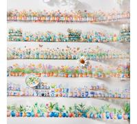 Pegatinas para álbumes de recortes, 6 rollos de calcomanías de flores, PET transparente, álbumes de recortes, flores de mariposa para álbum de fotos, diario, álbumes de recortes, equipaje, calendario