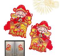 Pegatinas para Año Nuevo,Calcomanías Diseño del Dios de la Riqueza en Estilo de Dibujos Animados,Pegatinas de Puerta con los Dioses Guardianes Menshen | para Decoración de Ventana y Regalos de Fiesta