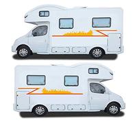 Pegatinas para Auto Caravana, Camper, Furgoneta o Coche. Vinilo decorativo para exterior del vehículo Franjas Laterales (Franja Fuego, Mediano)