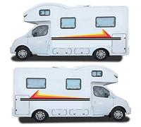 Pegatinas para Auto Caravana, Camper, Furgoneta o Coche. Vinilo decorativo para exterior del vehículo Franjas Laterales (Franja Amarillo Rojo Negro, Grande)