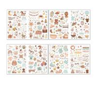 Pegatinas para Bebé,4 Pegatinas Scrapbooking Pegatina para Álbum de Bebé Pegatinas para álbumes de Fotos de niños y Bebés Pegatinas para álbumes de Recortes Stickers para Baby Shower(Marrón)