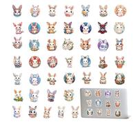 Pegatinas para botellas de agua de conejo, calcomanías de Pascua de conejo, gráficos estéticos de personajes de animales, colección adhesiva de vinilo impermeable, paquete de álbumes de recortes de