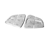 Pegatinas para Botones Volante para Mercedes para Benz GLC X253 Clase C W205 para CLA GLA X156 C117 W176 Accesorios para El Interior(Model A Silver)