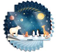 Pegatinas para caja de herramientas, diseño de animales mirando a las estrellas y planetas, 10 unidades, calcomanías navideñas para coche divertidas (8 x 12 cm)