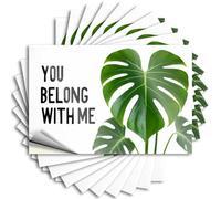 Pegatinas para caja de herramientas, diseño de corazón de Monstera, You Belong with Me, 10 unidades, calcomanías familiares para ventana de coche (8 x 12 cm)