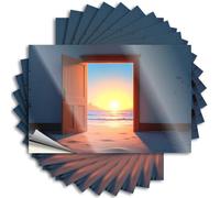 Pegatinas para caja de herramientas, puerta a la serenidad: una escena del atardecer, 10 unidades, calcomanías familiares para ventanas de coche (6 x 9 cm)