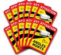 Pegatinas para Coches de Puntos Ciegos. Calidad y Resistencia. 8 AÑOS DE GARANTÍA. Anti Rasguños y UV. Lotes de 3-48. Attention Angles Morts (Ángulo Muerto). 17 x 25cm. Obligatorio en Francia