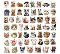 Pegatinas para gatos dulces - Pegatinas para gatos | 50 hojas Pegatina para ventana de gato | Divertida pegatina de gatito | Animales estéticos impermeables para cuaderno, papelería