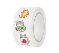 Pegatinas para gatos - PVC 500 Piece Roll 6 cm Compact | Cute Cat Decals Stickers, Classroom Scrapbook Decoration Labels | Fun Animal Theme Sticker For Students Kids Office Journal Laptop Water Bottle