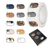 Pegatinas para gatos - PVC 500 Piece Roll 6 cm Compact | Cute Cat Decals Stickers, Classroom Scrapbook Decoration Labels | Fun Animal Theme Sticker For Students Kids Office Journal Laptop Water Bottle