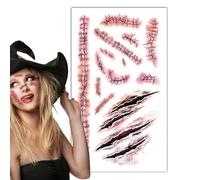 Pegatinas para heridas de cicatrices - heridas realistas para Halloween | Decoración autoadhesiva para cicatrices y heridas cortantes | Pegatinas de efecto especial amigable con la piel
