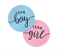 Pegatinas para invitaciones de fiesta y juegos de votación, 120 unidades, Team Boy y Team Girl Labels con lámina dorada para fiestas Reveal y baby showers (rosa, azul)